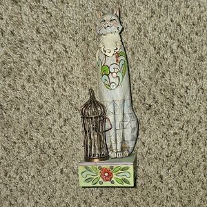 Jim Shore Milly Decorative Cat Figurine with Birdcage